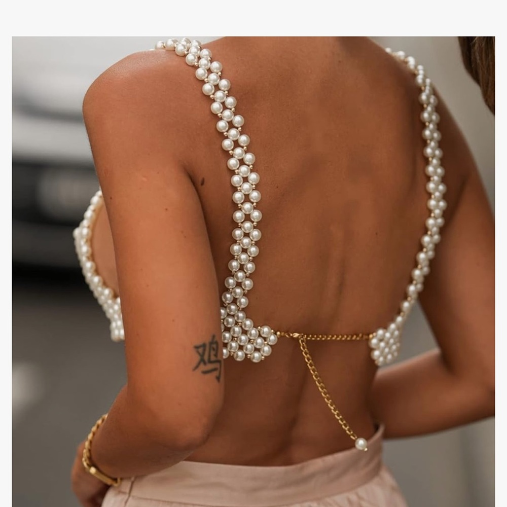 Pearl Embellished Backless Top